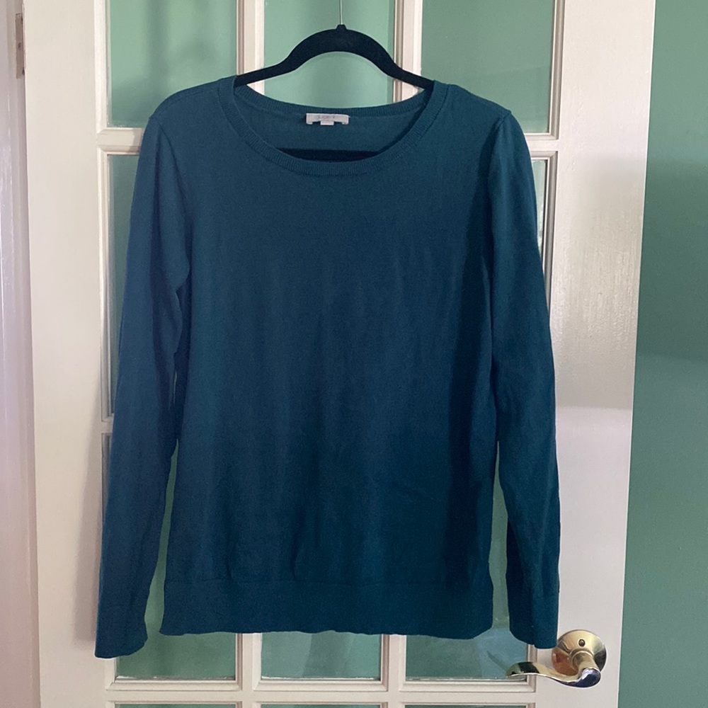 LOFT Lightweight Scoop Neck Knit Sweater, Medium, Dark Teal
